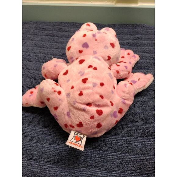 C10 Ganz Webkinz Pink Hearts Love Frog HM144 Plush Toy Retired No Code - Picture 2 of 4